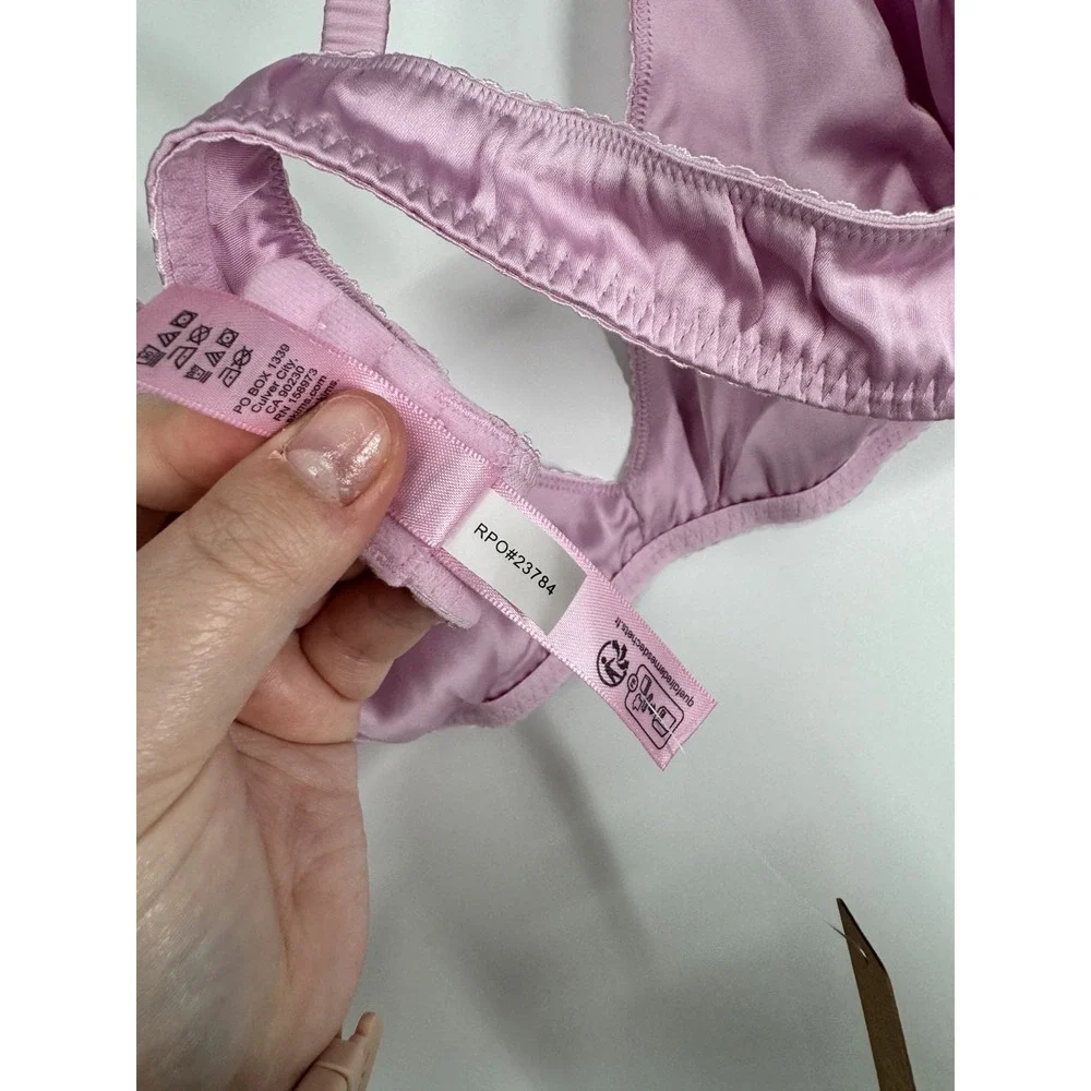 SKIMS Satin Bralette Bra Womens Size 2XL 2X Pink Wireless Adjustable Straps